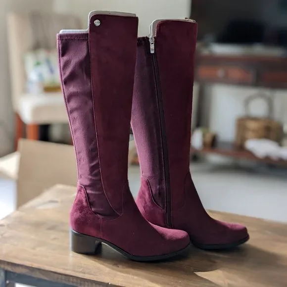 NWOB Marc Fisher Burgundy Suede Knee Boots